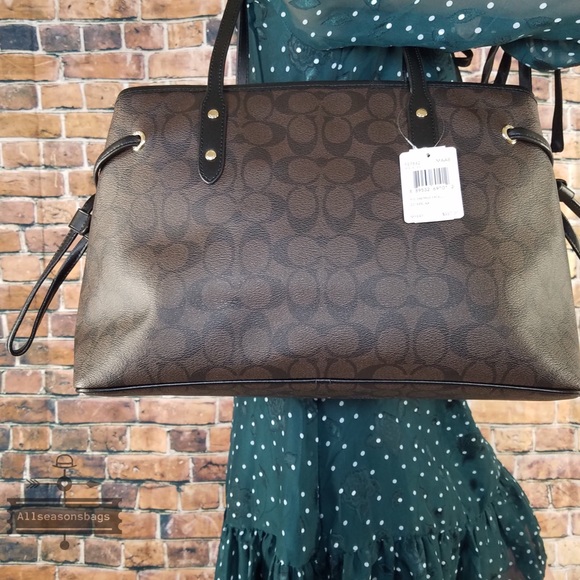 Coach signature pvc drawstring carryall tote brown - Picture 4 of 7